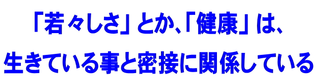 「若々しさ」 とか、「健康」 は、生きている事と密接に関係している
